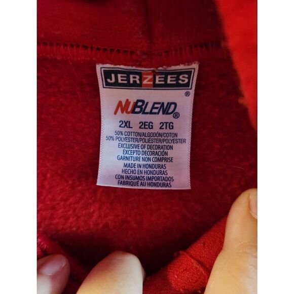 Jerzees 2X red hoodie with "Roses are Red, Violets are Bule, If you not a Blackh - Picture 3 of 4